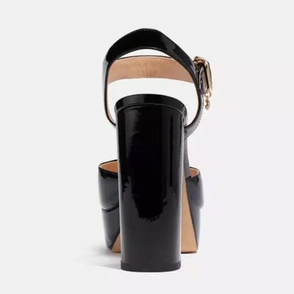 Coach Glossy Black Platform Sandals - Picture 5 of 15